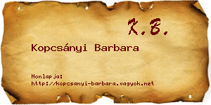 Kopcsányi Barbara névjegykártya