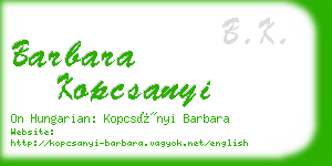 barbara kopcsanyi business card